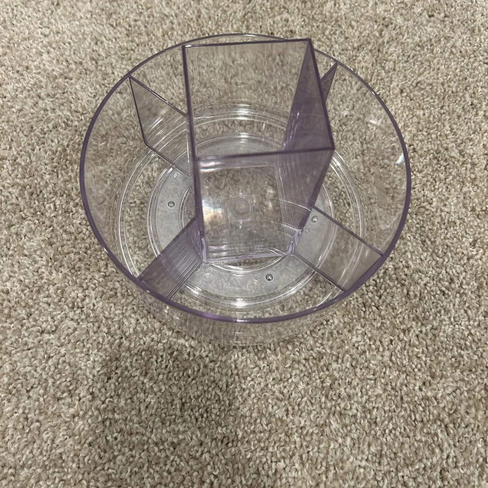 Turntable Organizer: Clear Plastic Storage with 5 Compartments